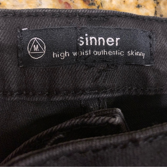 EUC The Sinner Misguided black high rise authentic skinny jeans flared bottom - Picture 7 of 11